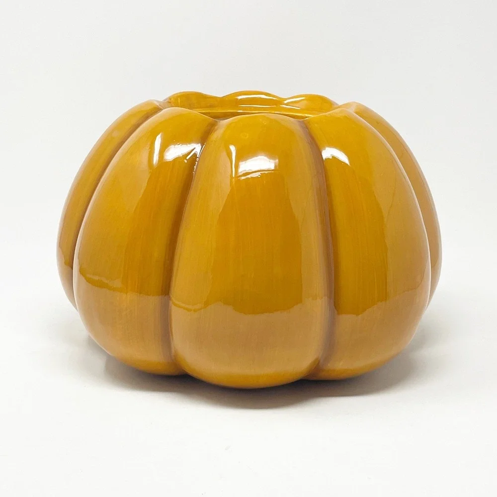 Victorian Trading Co Pumpkin Bowl Large Orange Excellent Vintage Clown Face 6.5